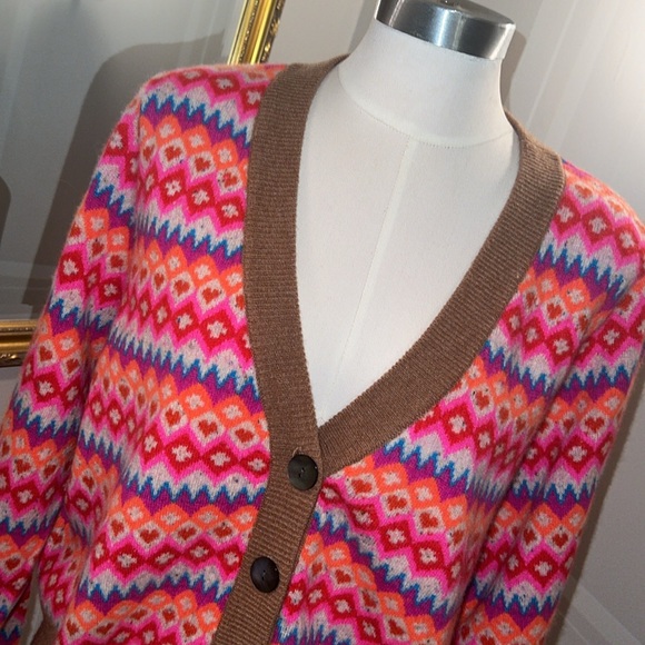 Brodie multicolored sweater.  100% cashmere. button-down.  NWT - Picture 2 of 7